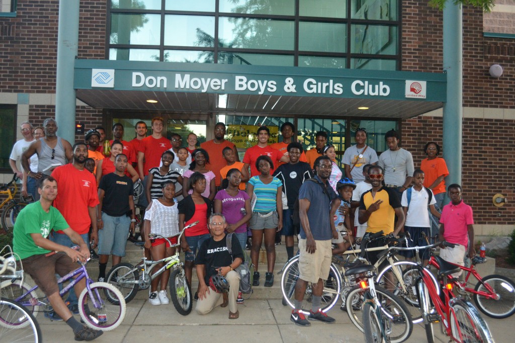 Juneteenth bike riders outside the Boys&Girls Club