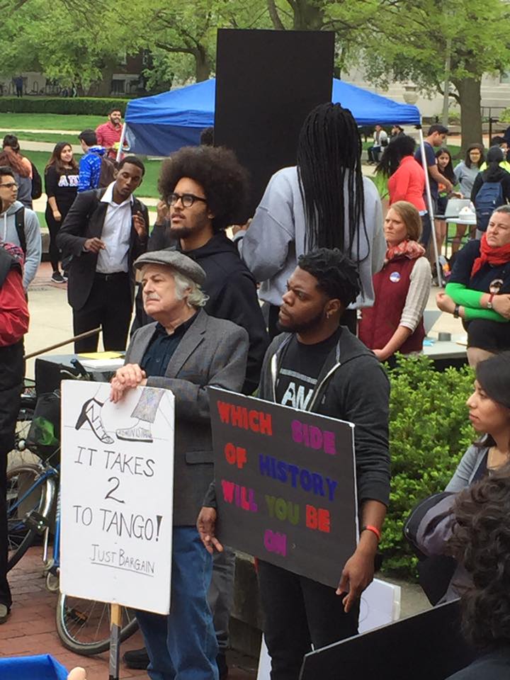 Gene with members of Black Students for Revolution at 2016 May Day rally on U of I quad. 